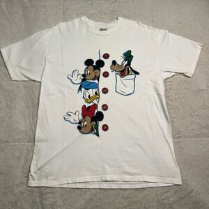 Vintage Hanes Disney Mickey Minnie Mouse Goofy Donald Duck T Shirt Mens XL Y2K